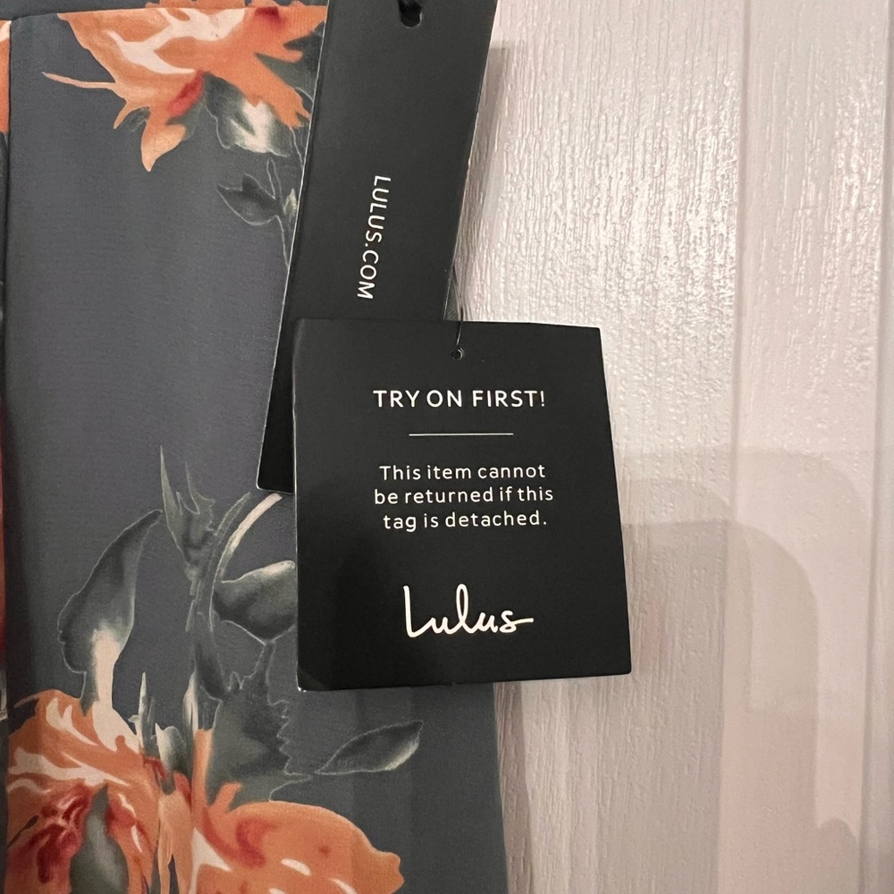 Lulu's Floral Midi Dress in Gray and Orange - Picture 5 of 7